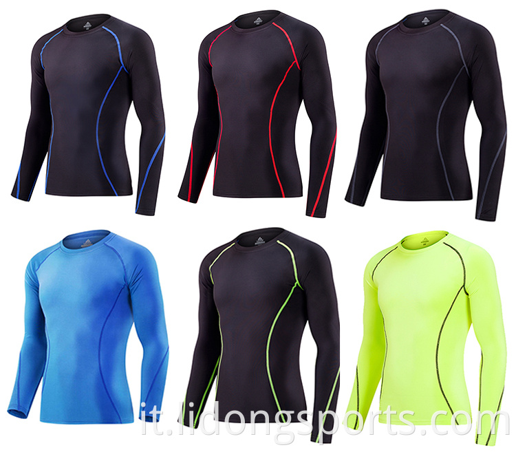 Lidong maniche lunghe Gacca sportiva Fitness Fitness Tops Wholesale da uomo all'ingrosso